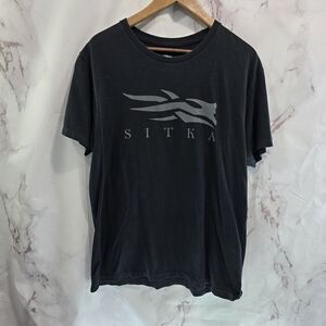 Sitka T Shirt Mens Large Black Tee Short Sleeve Crew Neck Gray Logo